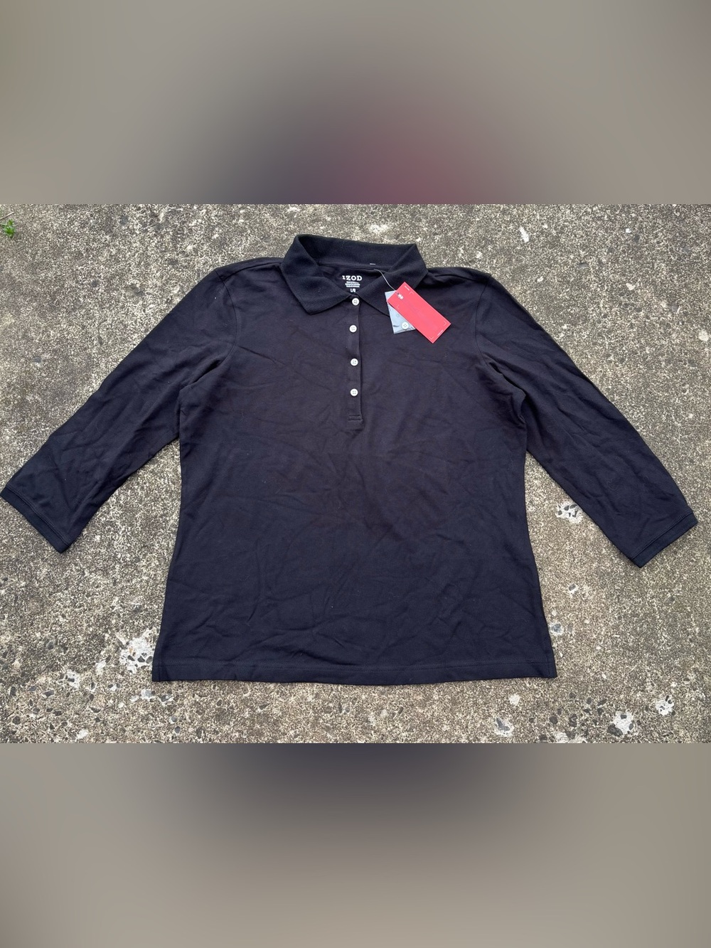 Izod Women's Black Button-Down Polo Shirt